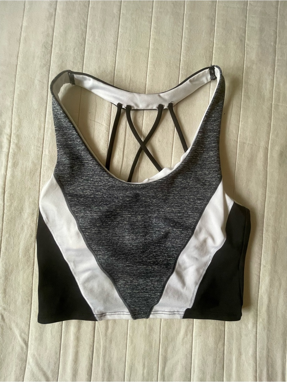 PINK by Victoria's Secret Black White Gray Strappy Sports Bralette Small